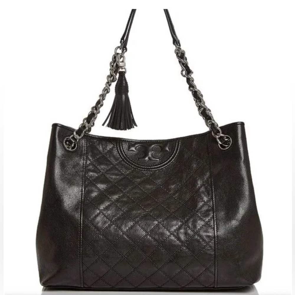 Tory Burch Fleming Medium Distressed Leather Tote Crossbody / Shoulder Bag